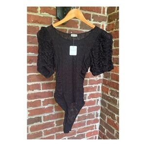 NWT Free People Intimately Bodysuit Top in Black  Size XS